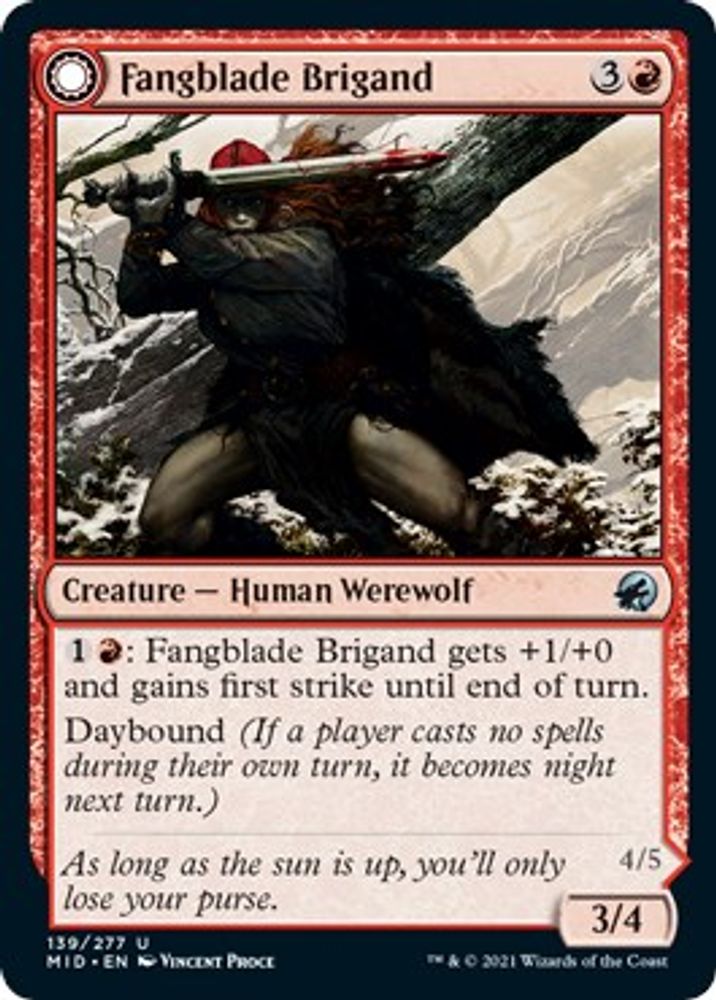 2021 Magic: The Gathering: Innistrad: Midnight Hunt (MID) - Fangblade Brigand (#139, Uncommon) (, Near Mint)
