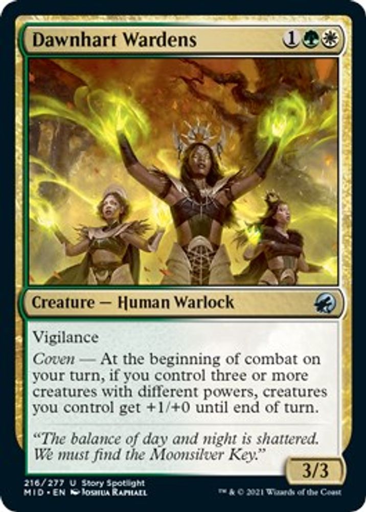 2021 Magic: The Gathering: Innistrad: Midnight Hunt (MID) - Dawnhart Wardens (#216, Uncommon) (, Near Mint)