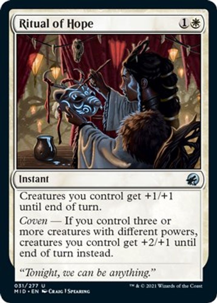2021 Magic: The Gathering: Innistrad: Midnight Hunt (MID) - Ritual of Hope (#31, Uncommon) (, Near Mint)