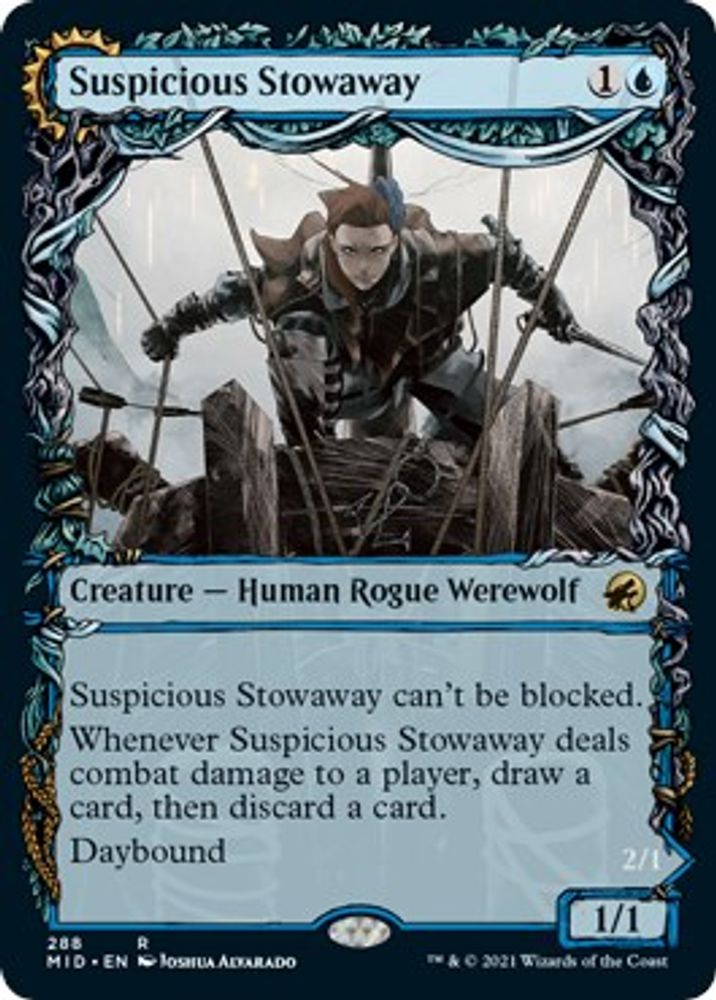 2021 Magic: The Gathering: Innistrad: Midnight Hunt (MID) - Suspicious Stowaway Showcase (#288, Rare) (, Near Mint)