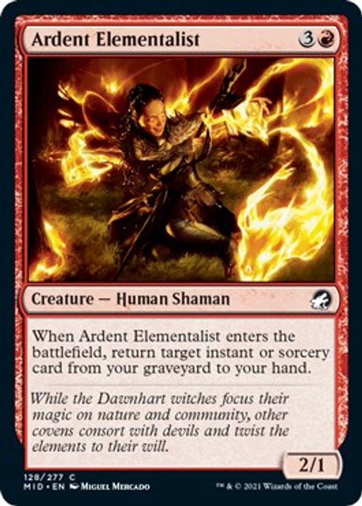 2021 Magic: The Gathering: Innistrad: Midnight Hunt (MID) - Ardent Elementalist (#128, Common) (, Near Mint)
