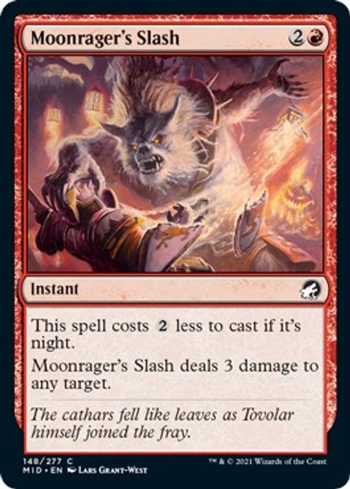 2021 Magic: The Gathering: Innistrad: Midnight Hunt (MID) - Moonragers Slash (#148, Common) (, Near Mint)