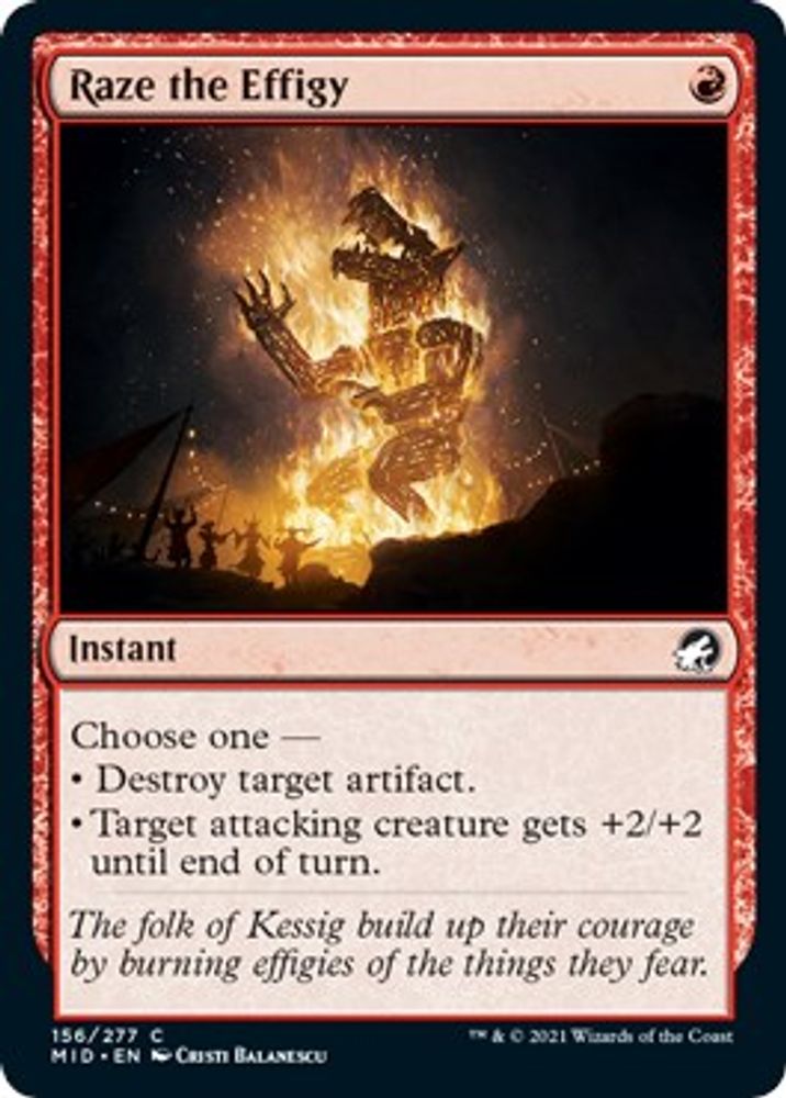2021 Magic: The Gathering: Innistrad: Midnight Hunt (MID) - Raze the Effigy (#156, Common) (, Near Mint)