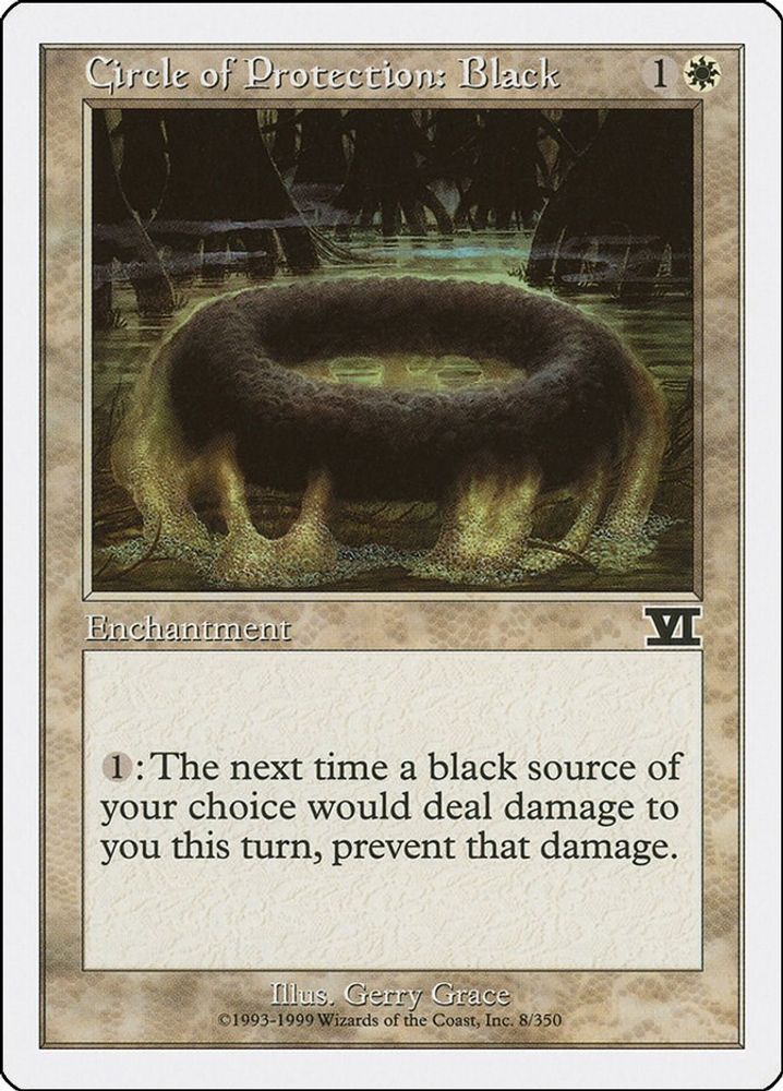 1999 Magic: The Gathering: Classic Sixth Edition (6ED) - Circle of Protection Black (#8, Common) (, Near Mint)