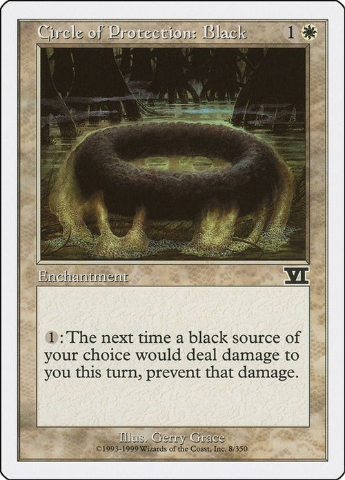 1999 Magic: The Gathering: Classic Sixth Edition (6ED) - Circle of Protection Black (#8, Common) (, Near Mint)