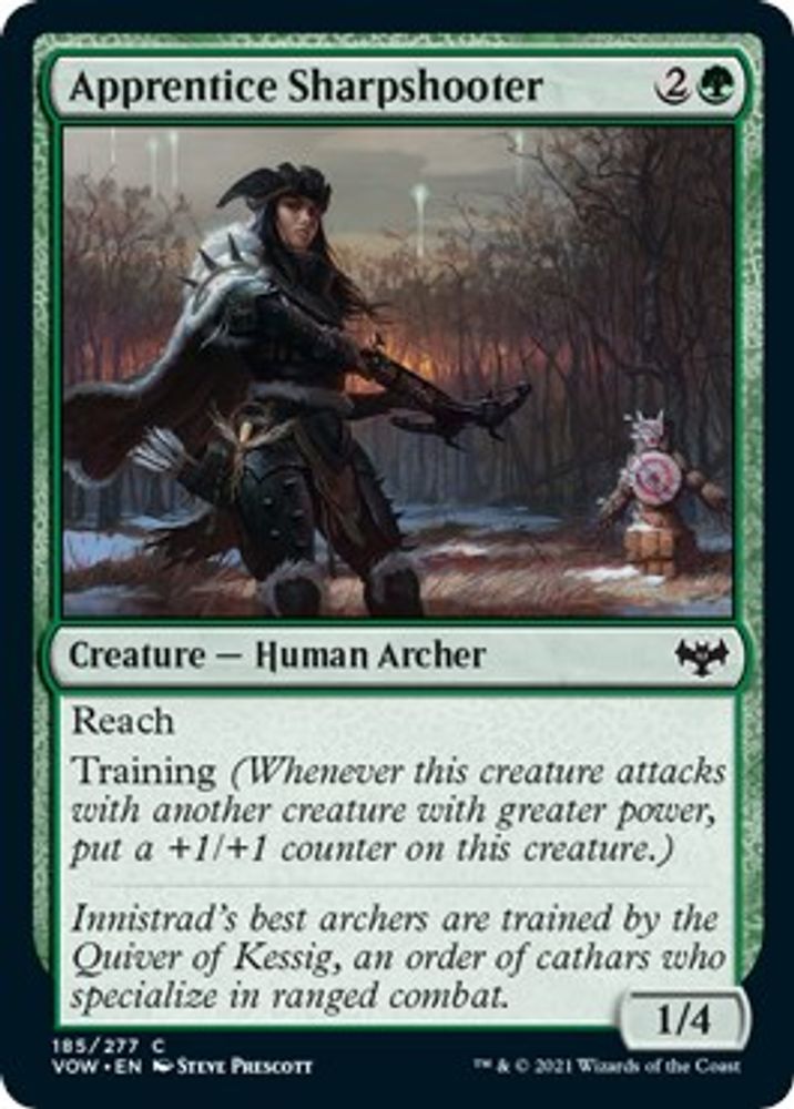 2021 Magic: The Gathering: Innistrad: Crimson Vow (VOW) - Apprentice Sharpshooter (#185, Common) (Foil, Near Mint)