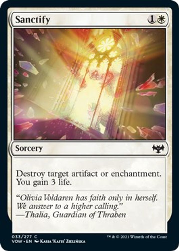 2021 Magic: The Gathering: Innistrad: Crimson Vow (VOW) - Sanctify (#33, Common) (Foil, Near Mint)
