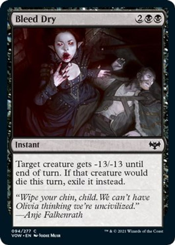 2021 Magic: The Gathering: Innistrad: Crimson Vow (VOW) - Bleed Dry (#94, Common) (, Near Mint)