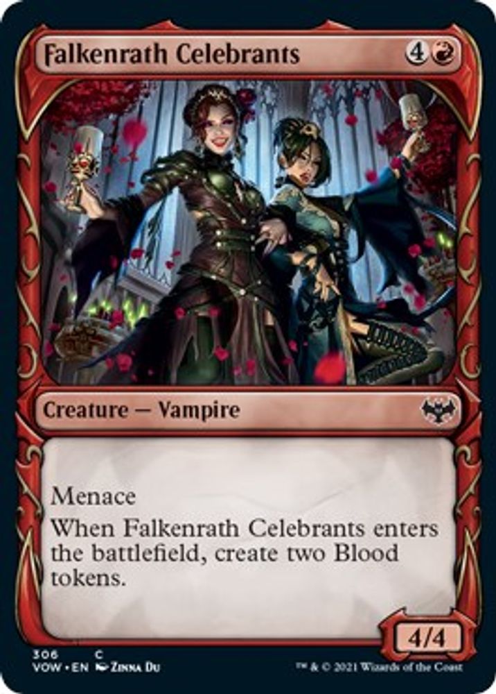 2021 Magic: The Gathering: Innistrad: Crimson Vow (VOW) - Falkenrath Celebrants Showcase (#306, Common) (, Near Mint)