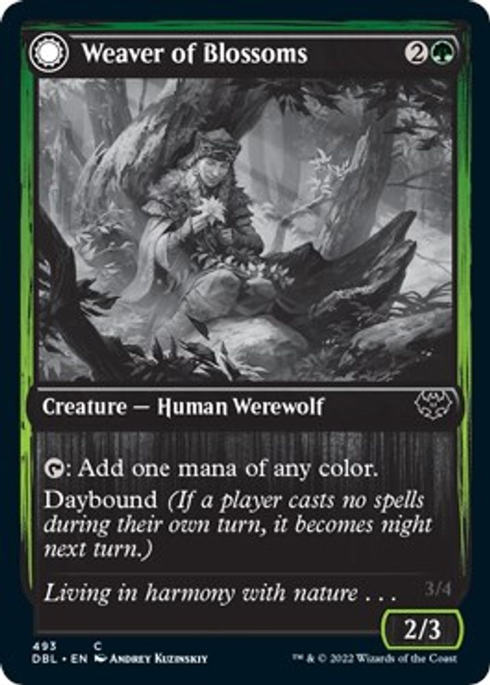 2022 Magic: The Gathering: Innistrad: Double Feature (DBL) - Weaver of Blossoms (#493, Common) (, Near Mint)