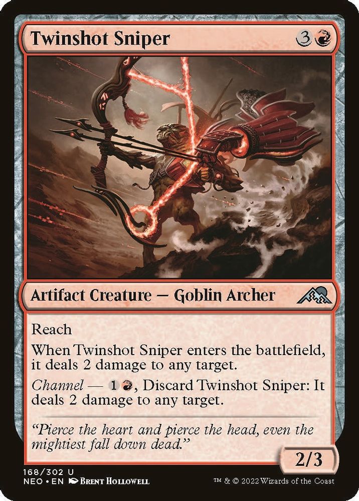 2022 Magic: The Gathering: Kamigawa: Neon Dynasty (NEO) - Twinshot Sniper (#168, Uncommon) (, Near Mint)