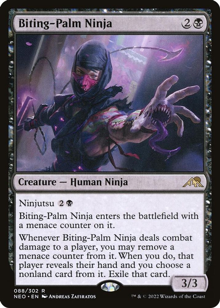 2022 Magic: The Gathering: Kamigawa: Neon Dynasty (NEO) - Biting Palm Ninja (#88, Rare) (Foil, Near Mint)