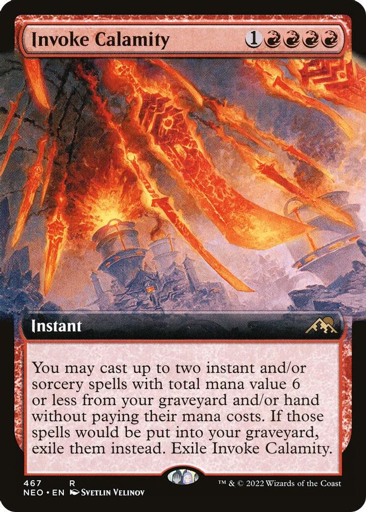 2022 Magic: The Gathering: Kamigawa: Neon Dynasty (NEO) - Invoke Calamity Extended Art (#467, Rare) (, Near Mint)