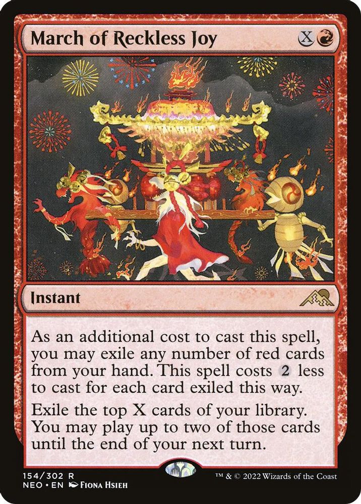 2022 Magic: The Gathering: Kamigawa: Neon Dynasty (NEO) - March of Reckless Joy (#154, Rare) (Foil, Near Mint)