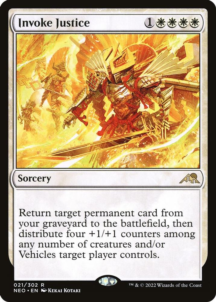 2022 Magic: The Gathering: Kamigawa: Neon Dynasty (NEO) - Invoke Justice (#21, Rare) (, Near Mint)