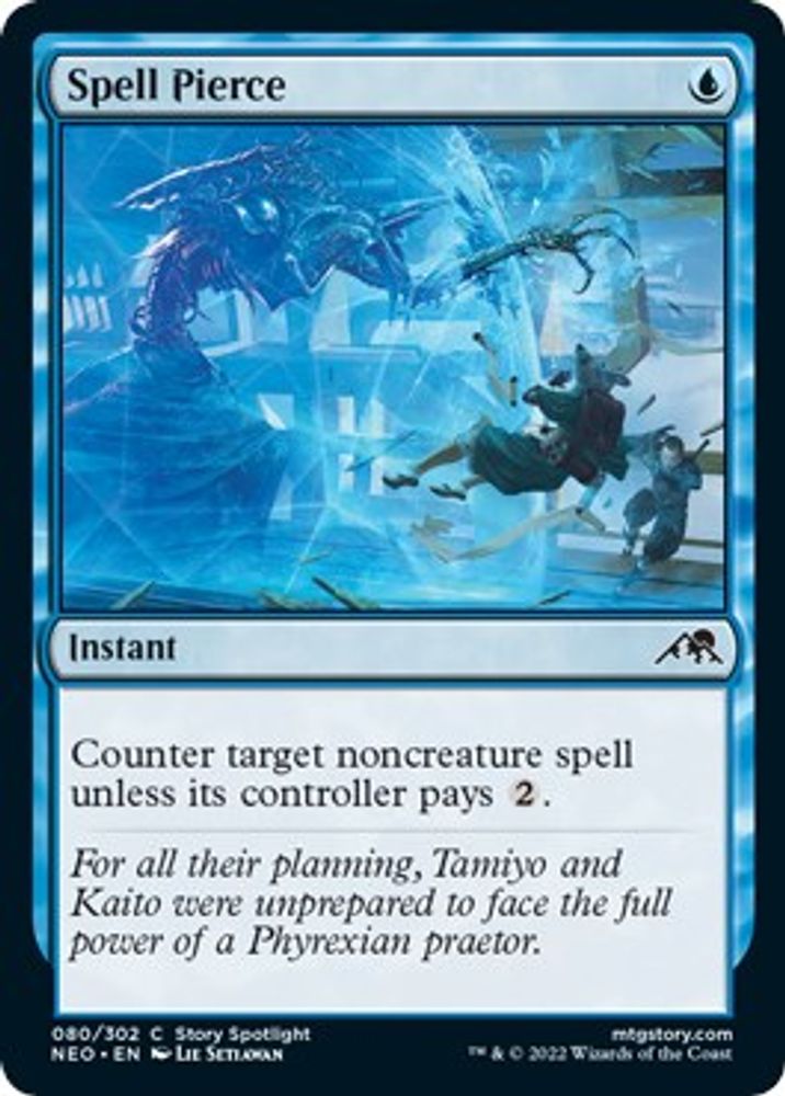 2022 Magic: The Gathering: Kamigawa: Neon Dynasty (NEO) - Spell Pierce (#80, Common) (Foil, Near Mint)