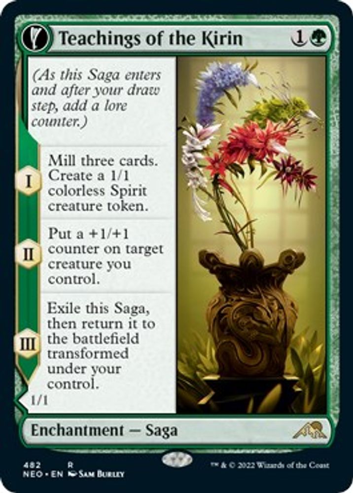 2022 Magic: The Gathering: Kamigawa: Neon Dynasty (NEO) - Teachings of the Kirin Extended Art (#482, Rare) (, Near Mint)