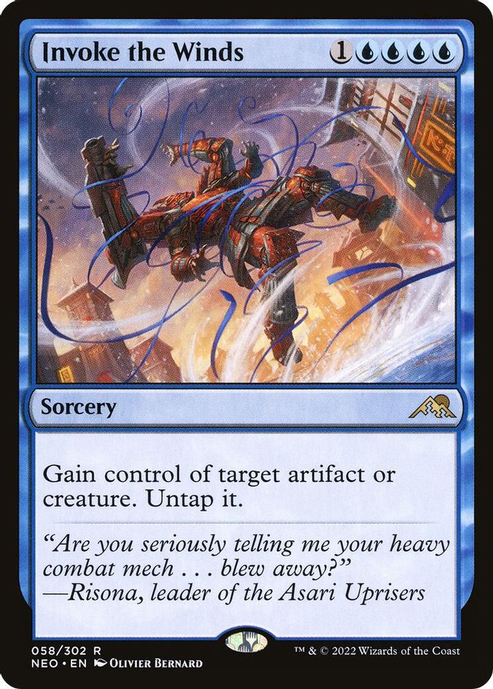 2022 Magic: The Gathering: Kamigawa: Neon Dynasty (NEO) - Invoke the Winds (#58, Rare) (, Near Mint)