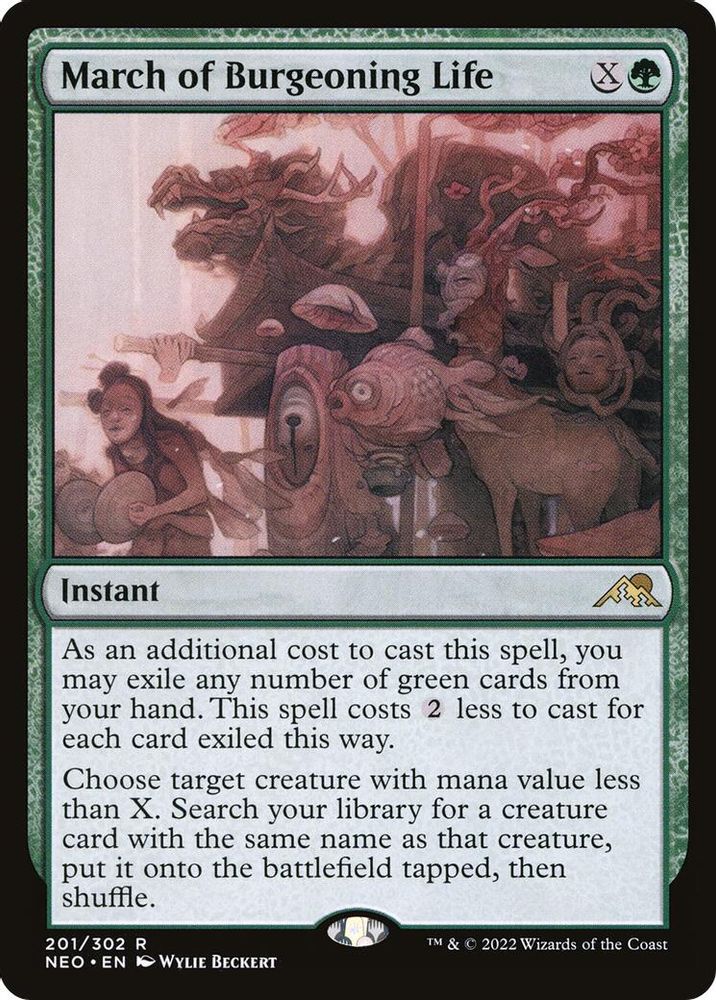 2022 Magic: The Gathering: Kamigawa: Neon Dynasty (NEO) - March of Burgeoning Life (#201, Rare)