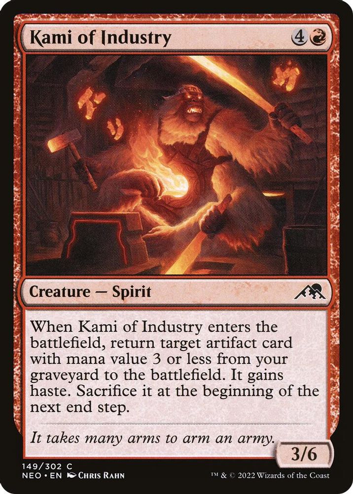 2022 Magic: The Gathering: Kamigawa: Neon Dynasty (NEO) - Kami of Industry (#149, Common) (, Near Mint)