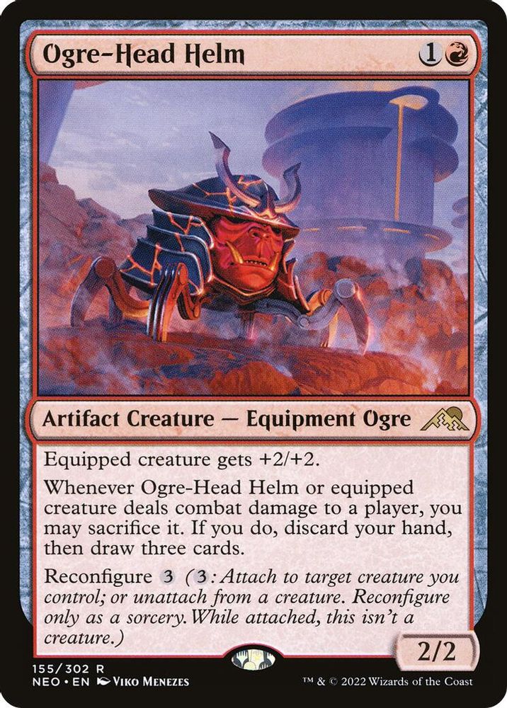 2022 Magic: The Gathering: Kamigawa: Neon Dynasty (NEO) - Ogre Head Helm (#155, Rare) (, Near Mint)