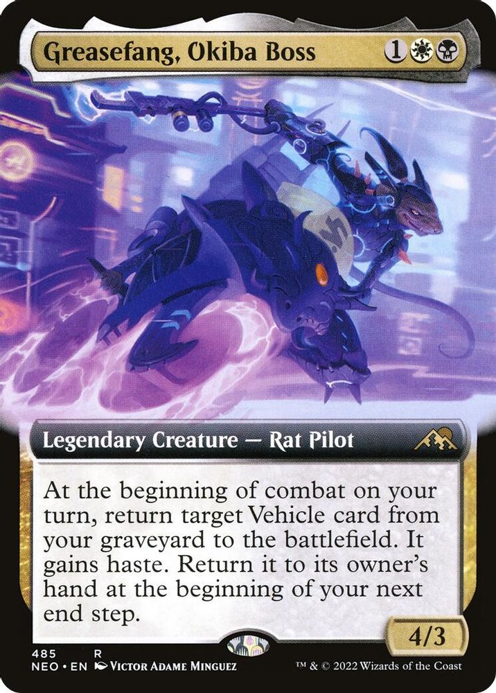2022 Magic: The Gathering: Kamigawa: Neon Dynasty (NEO) - Greasefang Okiba Boss Extended Art (#485, Rare) (, Near Mint)
