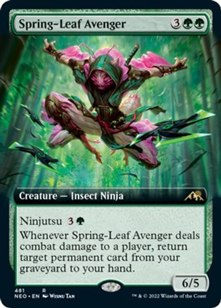 2022 Magic: The Gathering: Kamigawa: Neon Dynasty (NEO) - Spring Leaf Avenger Extended Art (#481, Rare) (Foil, Near Mint)