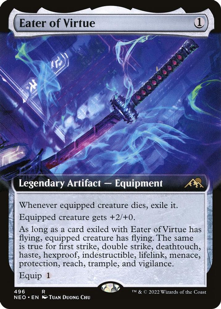 2022 Magic: The Gathering: Kamigawa: Neon Dynasty (NEO) - Eater of Virtue Extended Art (#496, Rare)