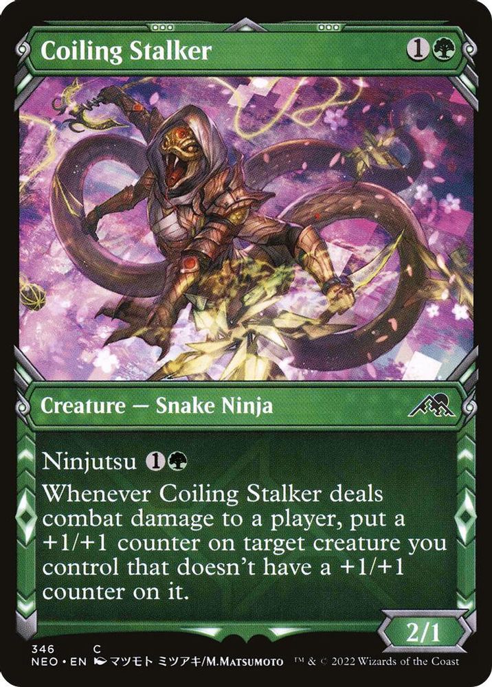 2022 Magic: The Gathering: Kamigawa: Neon Dynasty (NEO) - Coiling Stalker Showcase (#346, Common) (Foil, Near Mint)