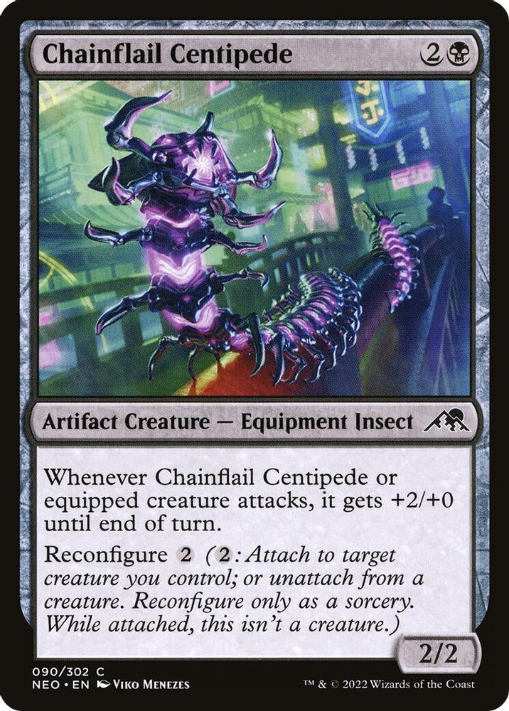 2022 Magic: The Gathering: Kamigawa: Neon Dynasty (NEO) - Chainflail Centipede (#90, Common) (, Near Mint)