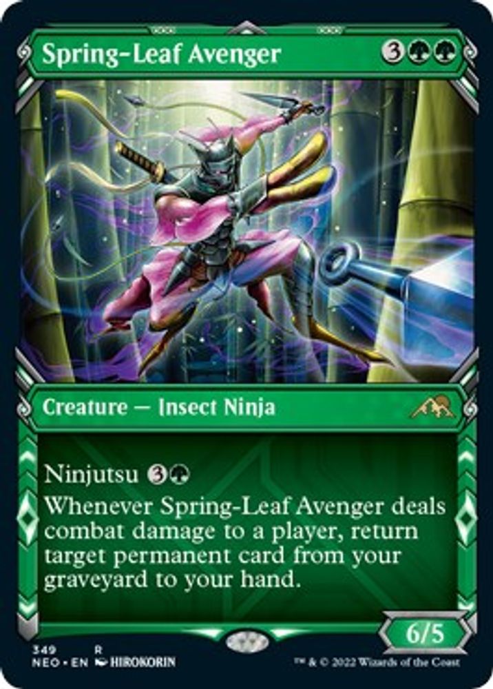 2022 Magic: The Gathering: Kamigawa: Neon Dynasty (NEO) - Spring Leaf Avenger Showcase (#349, Rare) (, Near Mint)