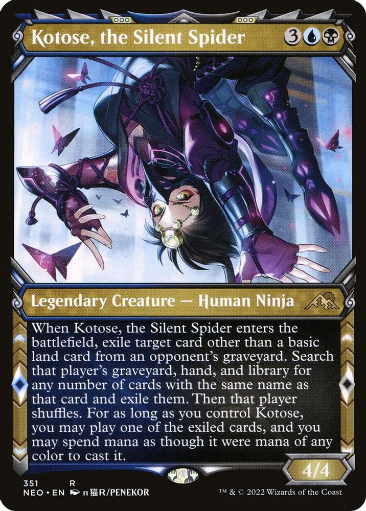 2022 Magic: The Gathering: Kamigawa: Neon Dynasty (NEO) - Kotose the Silent Spider Showcase (#351, Rare) (, Near Mint)
