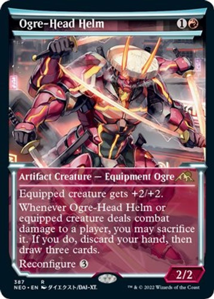 2022 Magic: The Gathering: Kamigawa: Neon Dynasty (NEO) - Ogre Head Helm Showcase (#387, Rare) (, Near Mint)