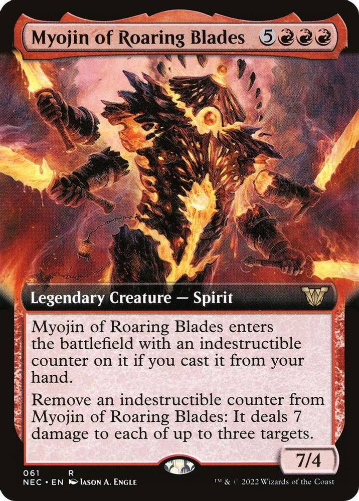 2022 Magic: The Gathering: Commander: Kamigawa: Neon Dynasty (NEC) - Myojin of Roaring Blades Extended Art (#61, Rare) (, Near Mint)
