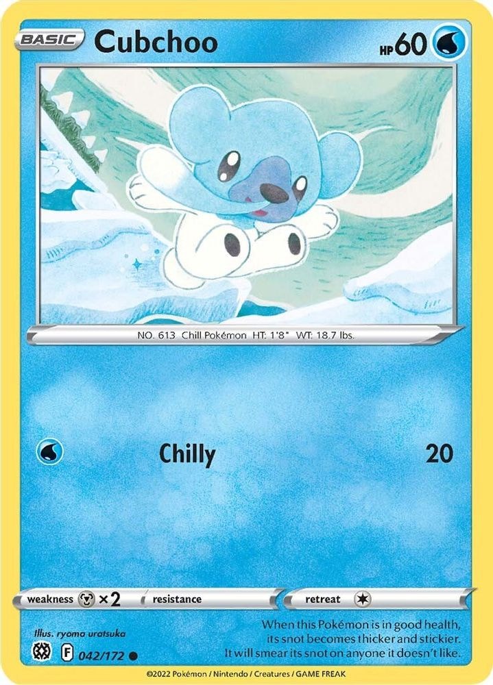 2022 Pokemon: SWSH09: Brilliant Stars (SWSH09) - Cubchoo (#042/172, Common) (Reverse Holofoil, Near Mint)