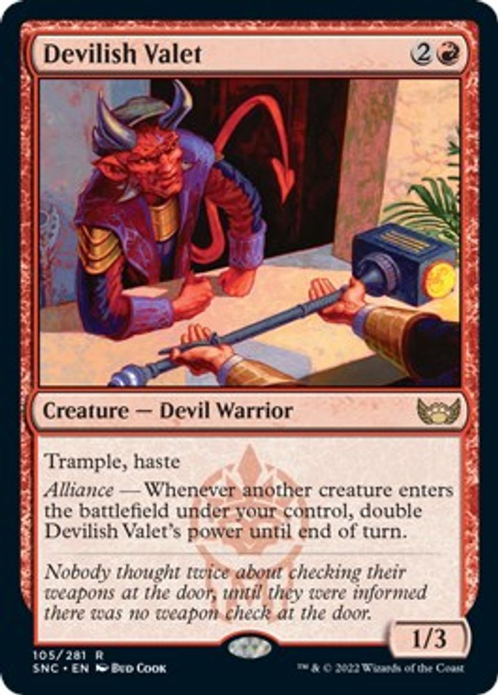 2022 Magic: The Gathering: Streets of New Capenna (SNC) - Devilish Valet (#105, Rare) (Foil, Near Mint)