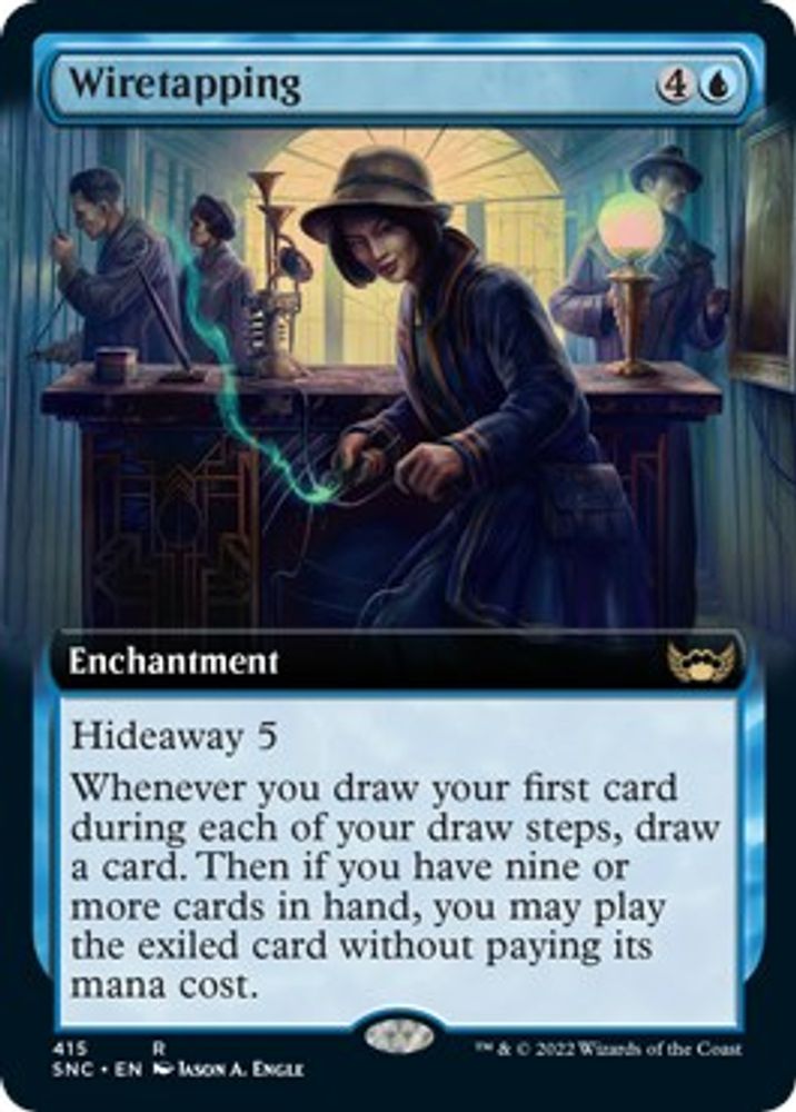 2022 Magic: The Gathering: Streets of New Capenna (SNC) - Wiretapping Extended Art (#415, Rare) (Foil, Near Mint)