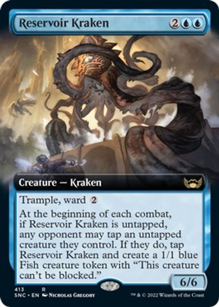 2022 Magic: The Gathering: Streets of New Capenna (SNC) - Reservoir Kraken Extended Art (#413, Rare) (, Near Mint)