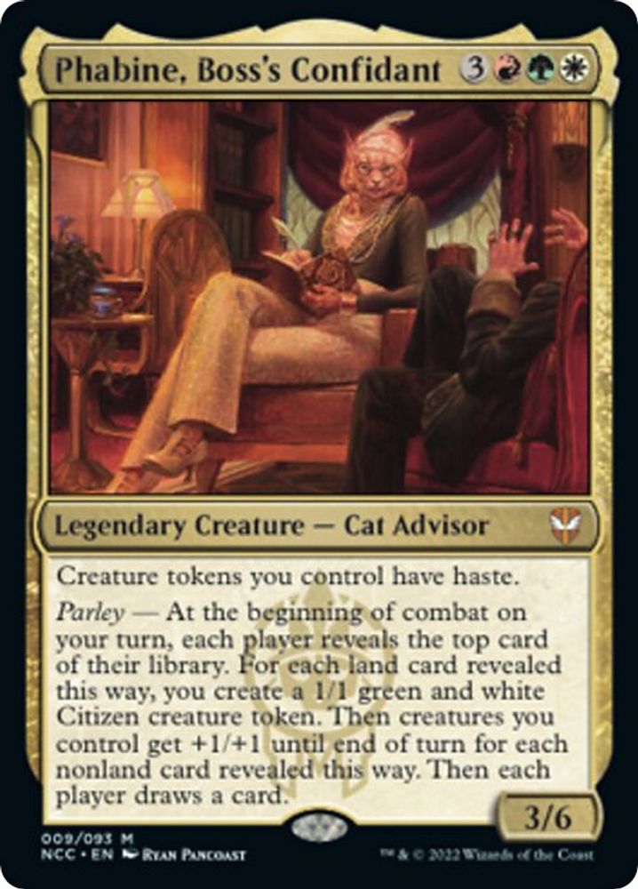 2022 Magic: The Gathering: Commander: Streets of New Capenna (NCC) - Phabine Bosss Confidant (#9, Mythic Rare) (, Near Mint)