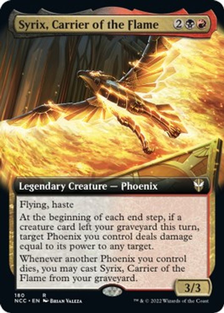 2022 Magic: The Gathering: Commander: Streets of New Capenna (NCC) - Syrix Carrier of the Flame Extended Art (#180, Rare) (, Near Mint)