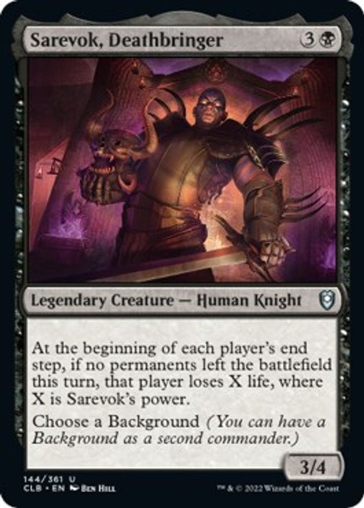 2022 Magic: The Gathering: Commander Legends: Battle for Baldur's Gate (CLB) - Sarevok Deathbringer (#144, Uncommon) (, Near Mint)