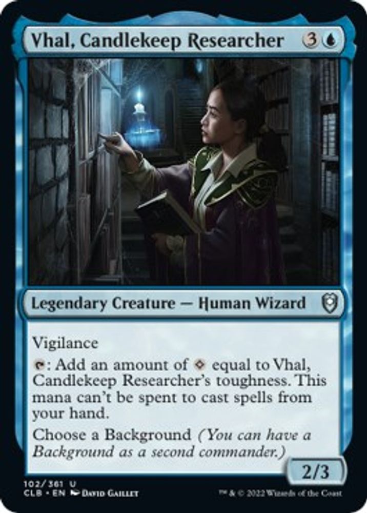 2022 Magic: The Gathering: Commander Legends: Battle for Baldur's Gate (CLB) - Vhal Candlekeep Researcher (#102, Uncommon) (, Near Mint)