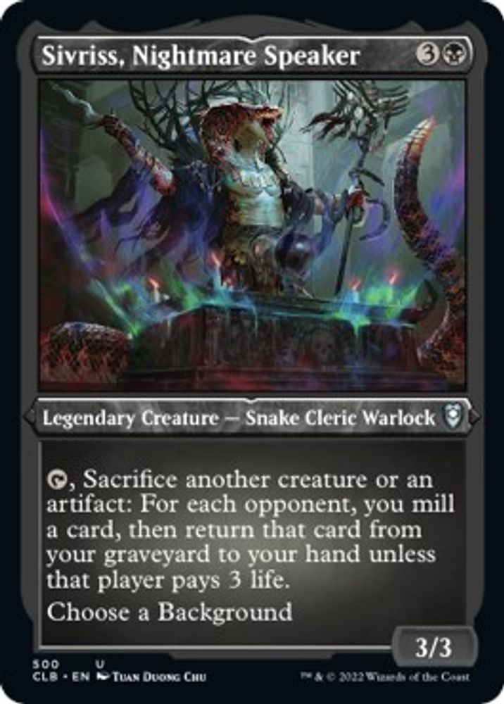 2022 Magic: The Gathering: Commander Legends: Battle for Baldur's Gate (CLB) - Sivriss Nightmare Speaker Foil Etched (#500, Uncommon) (Foil, Near Mint)