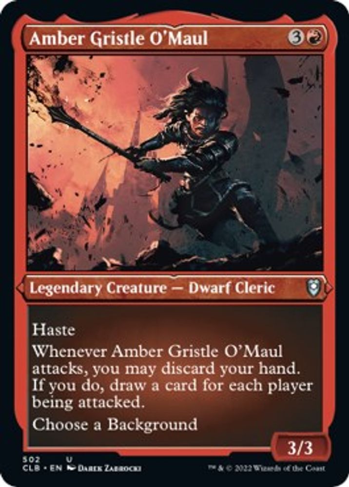2022 Magic: The Gathering: Commander Legends: Battle for Baldur's Gate (CLB) - Amber Gristle OMaul Foil Etched (#502, Uncommon) (Foil, Near Mint)