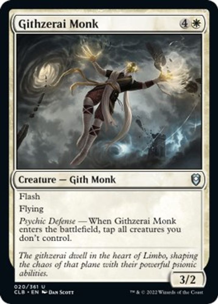 2022 Magic: The Gathering: Commander Legends: Battle for Baldur's Gate (CLB) - Githzerai Monk (#20, Uncommon) (, Near Mint)