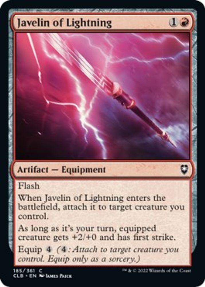 2022 Magic: The Gathering: Commander Legends: Battle for Baldur's Gate (CLB) - Javelin of Lightning (#185, Common) (, Near Mint)