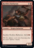 2022 Magic: The Gathering: Commander Legends: Battle for Baldur's Gate (CLB) - Reckless Barbarian (#193, Common) (, Near Mint)