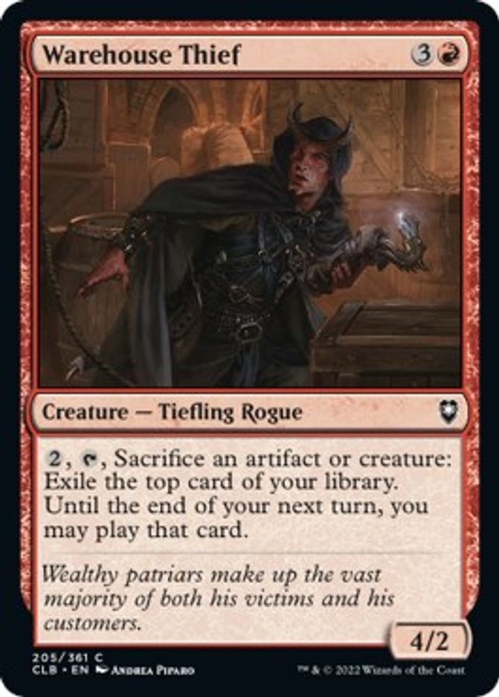 2022 Magic: The Gathering: Commander Legends: Battle for Baldur's Gate (CLB) - Warehouse Thief (#205, Common) (, Near Mint)