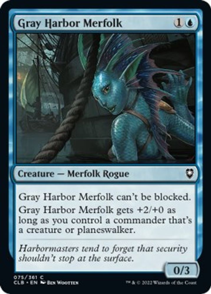 2022 Magic: The Gathering: Commander Legends: Battle for Baldur's Gate (CLB) - Gray Harbor Merfolk (#75, Common) (, Near Mint)