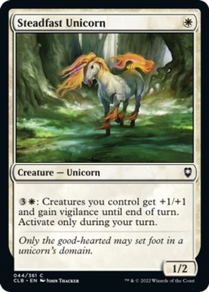 2022 Magic: The Gathering: Commander Legends: Battle for Baldur's Gate (CLB) - Steadfast Unicorn (#44, Common) (, Near Mint)